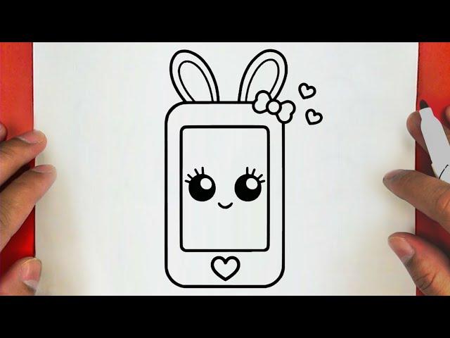 كيف ترسم هاتف كيوت وسهل خطوة بخطوة / رسم سهل / تعليم الرسم للمبتدئين || Cute Phone Drawing