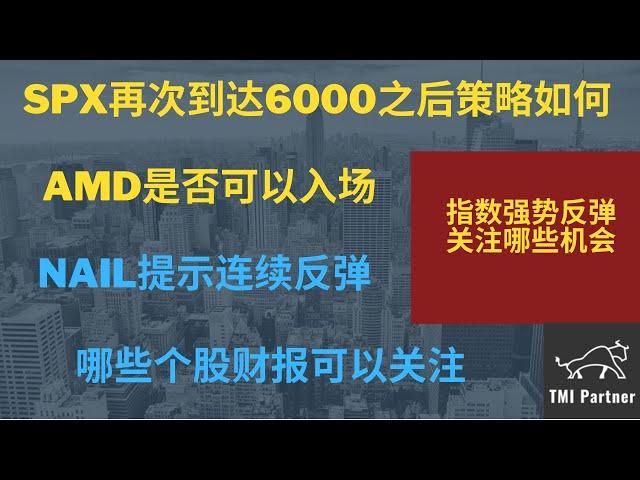 【美股分析】为何提前预判SPX本周再次到达6000？AMD是否可以入场？NAIL提示连续反弹！哪些个股财报可以关注？美债利率怎么看？点击下方网站链接获得更多投资信息！