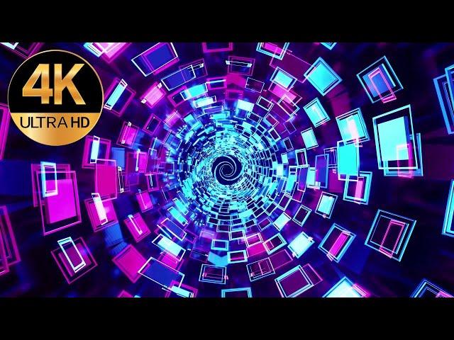 10 Hour VJ LOOP NEON Pink Purple Abstract Background Video Round gird boxes - Motion 4k Screensaver