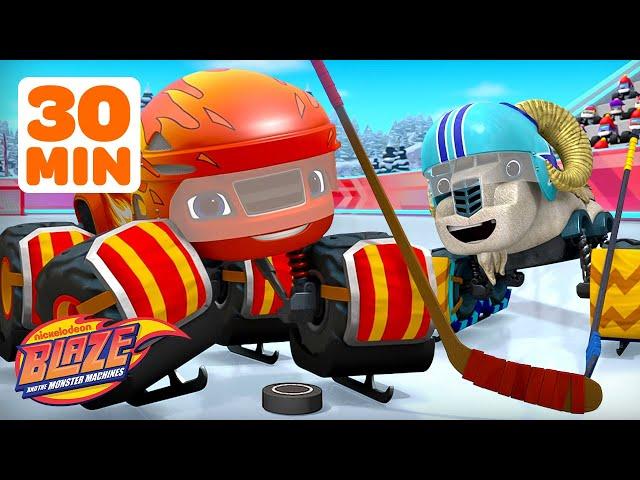 30 MINUTES of Blaze Playing Sports!  ft. Ice Hockey, Soccer & More | Blaze and the Monster Machines