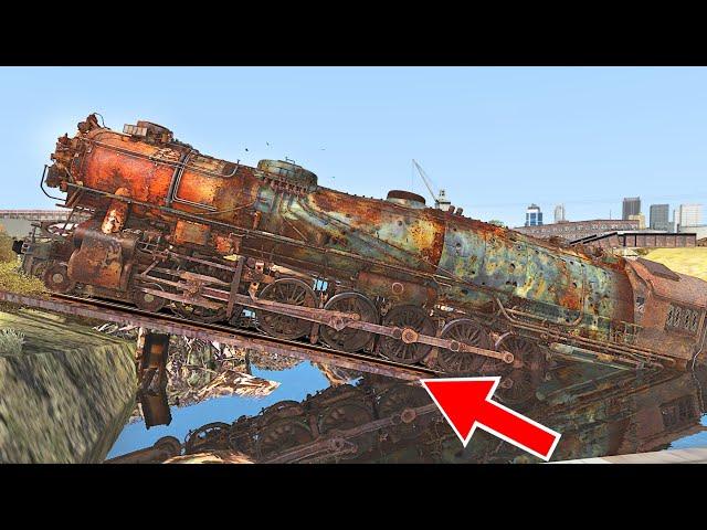 Steam locomotive abandoned on a bridge!