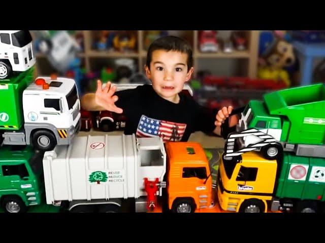 Playing with Garbage Trucks and Recycling Trucks | Big Toy Truck Collection for Kids | JackJackPlays