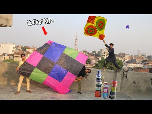 12 Feet Big Monstar Kite Make At Home | Big Kite