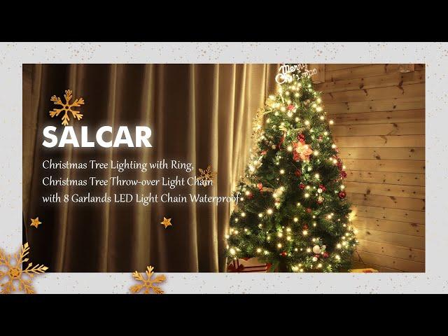 Christmas Tree Lighting with Ring, Throw-over Fairy Lights for 1.5m 1.8m 2.4m Tree, Waterproof