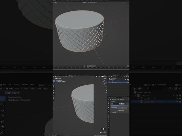 Knurled Bolt Nut - Blender 3D #short