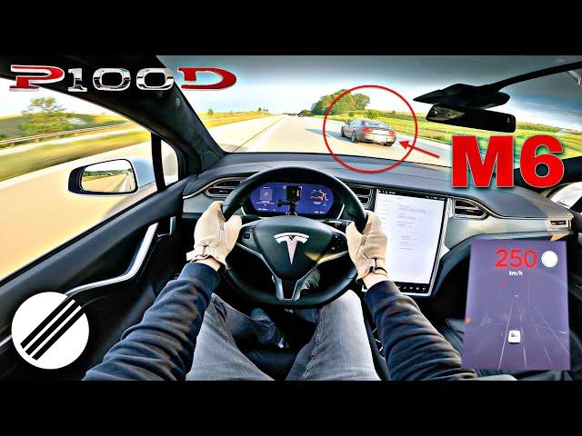 TESLA MODEL X P100D 611HP TOP SPEED DRIVE ON GERMAN AUTOBAHN 