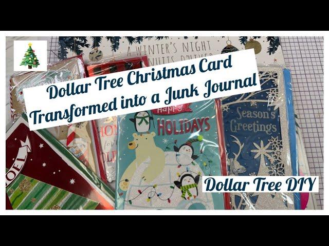 Dollar Tree Christmas Card Transformed into a Junk Journal | Dollar Tree DIY