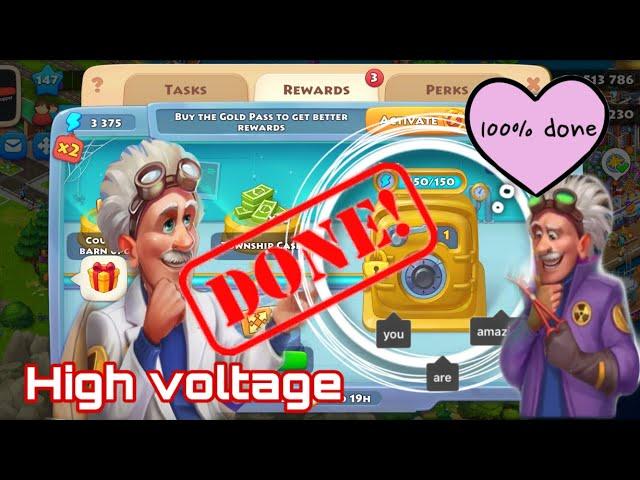 Township, gold pass #5, high voltage, all rewards received, open safe, double point, Gemship