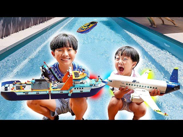 Yejun Sink or Float Water Play with Build Lego Block Toys for Kids