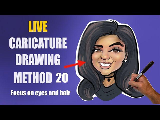 Live Caricature Drawing Method 20 : focus on eyes and hair