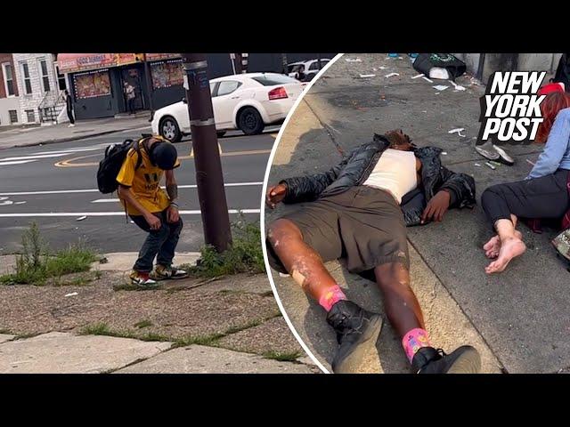 Shocking video shows zombie-like addicts at ‘ground zero’ of Philadelphia’s ‘tranq’ epidemic