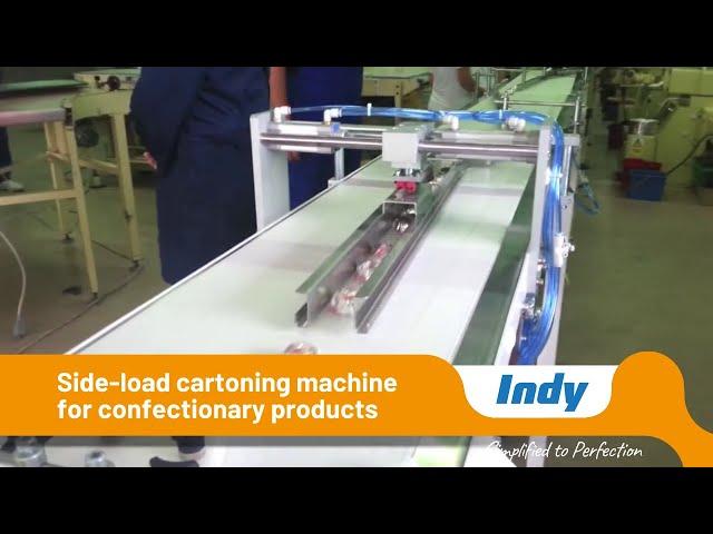 Side load cartoning for confectionary | Indi