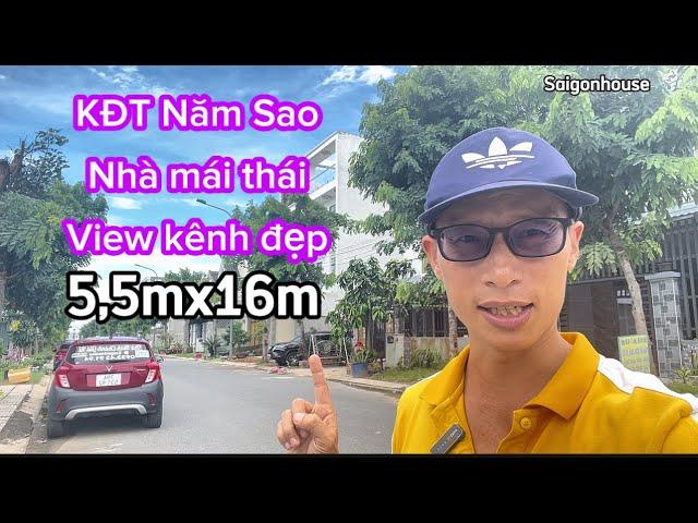 Nhà giá rẻ khu đô thị Năm Sao gần chợ Bình Chánh view kênh xanh rất đẹp 5,5mx16m 1 lầu hướng đông