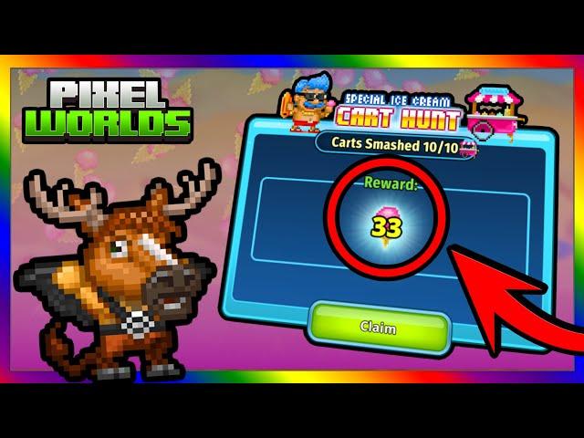 Guaranteed *33 ICE CREAM* from Cart Hunt (GUIDE) - Pixel Worlds