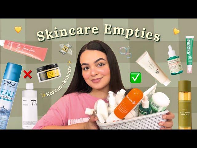 Empties Skincare I can’t stop repurchasing  Popular products that are NOT worth your money? 🫡