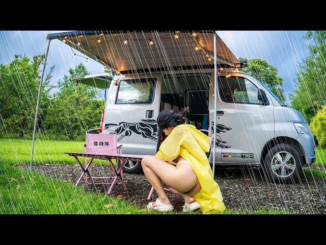 Rainstorm in Mountains - Camping Van Adventure | ASMR (satisfying) 4K
