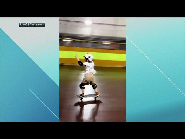 7-year-old skateboarder lands the 900 like Tony Hawk 