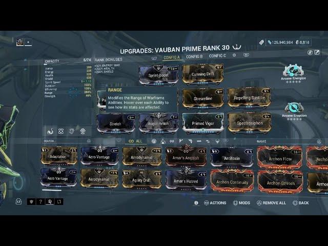 Warframe vauban prime build