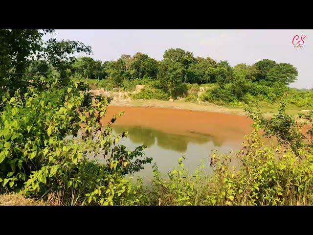 walking and drive in the village air garden pond natural environment. uncover village.