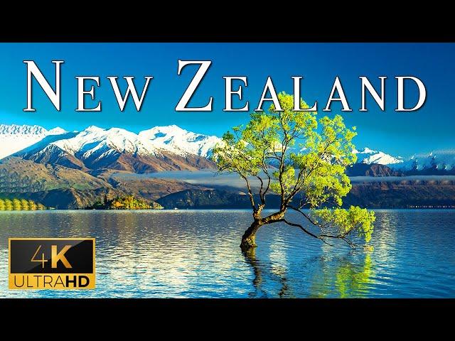 FLYING OVER NEW ZEALAND (4K UHD) - Calming Music With Spectacular Natural Landscape For Relaxation