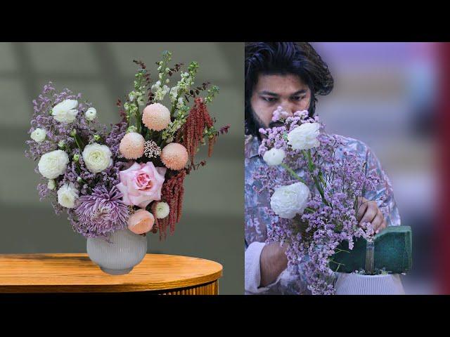 New Flowers Bouquet Making With Vase. Modern Flower Bouquet, how to make flower bouquet