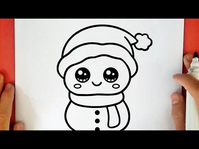 HOW TO DRAW A CUTE CHRISTMAS SNOWMAN