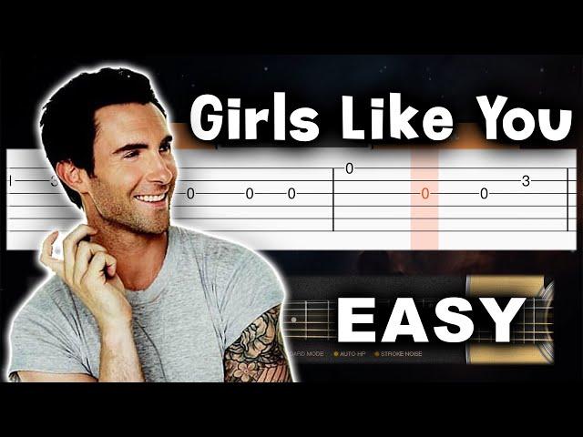 Maroon 5 - Girls Like You - EASY Guitar tutorial (TABS AND CHORDS)