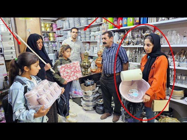 Buying school supplies for Pari girls by Mirza Ali and his second wife