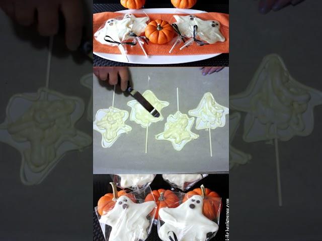 Let's make TWO INGREDIENT White Chocolate Ghost Pops #halloweenshorts #cookingshorts