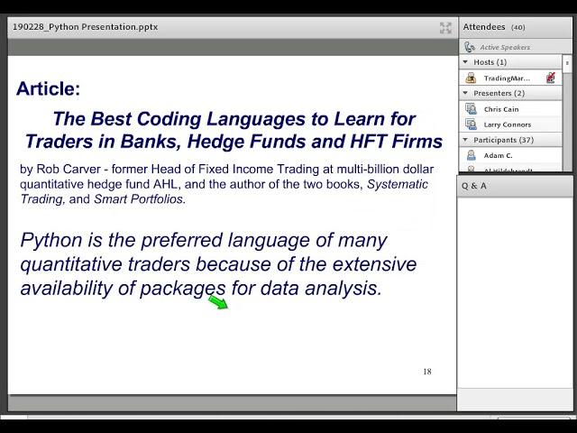 Programming in Python For Traders Webinar