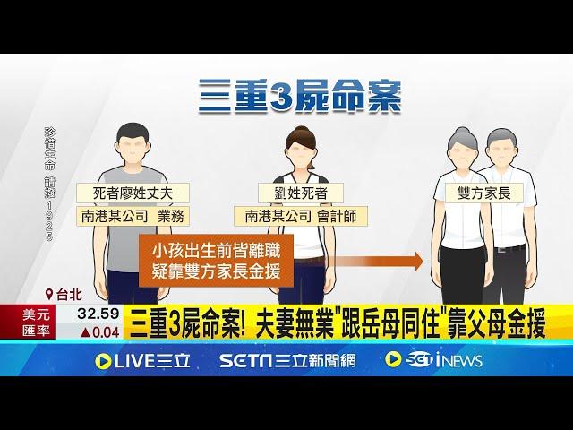 三重3屍命案! 夫妻無業"跟岳母同住"靠父母金援 命案現場被清洗過! 警尋獲25公分刀械 夫妻靠父母金援 女婿疑行凶前還和岳母打招呼 │記者 林忠憲 黃政杰│【新聞一把抓】20240710│三立新聞台