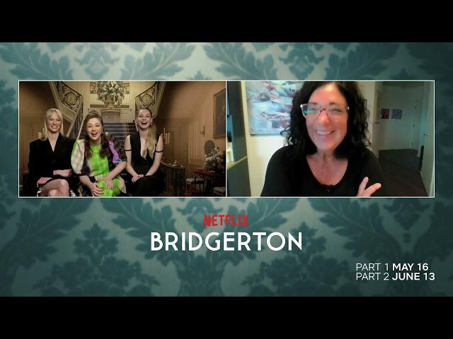 BRIDGERTON  (SEASON 3)  - CLAUDIA JESSIE, JESSICA MADSEN & HANNAH DODD INTERVIEW            (2024)