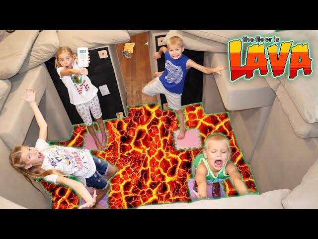 Escape Lava Floor In HUGE Couch Castle FORT - Tannerites Kids Build A Couch Fort!