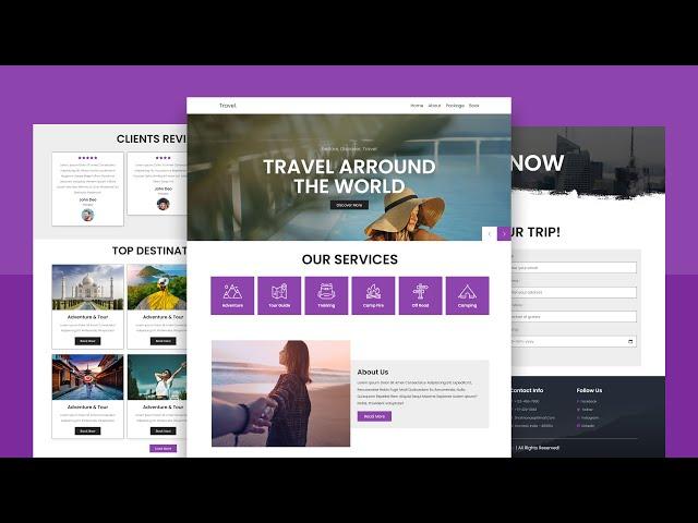 Complete Responsive Travel & Tour Website Design Using HTML - CSS - JavaScript - PHP - MySQL