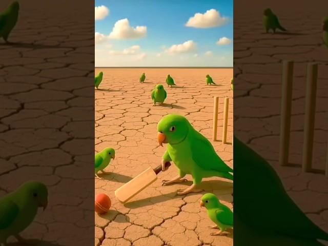The baby parrot is playing cricket, and the ball falls into the red parrot's house  #ai #parrot