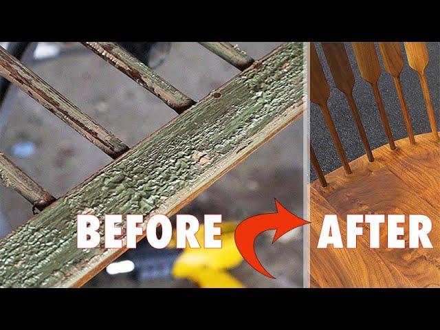 Revealing Beautiful Walnut Wood Under Layers Of Paint | Furniture Repair & Restoration | Stripping