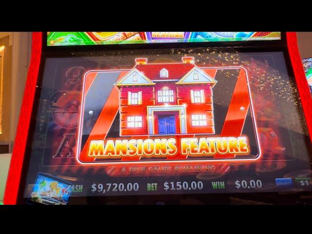 Huff n more puff! Mansion feature! Massive win! 14 mansions! $150 bet! #slots #casino