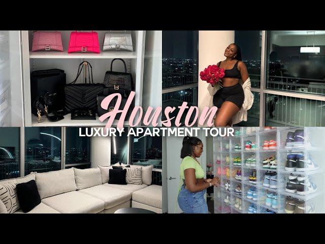 HOUSTON APARTMENT TOUR | luxury 2 bedroom apartment, high rise, girly apartment tour