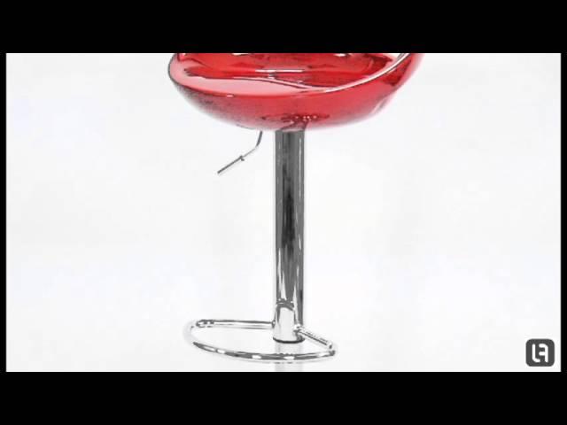 Crescent Red Plastic Retro Bar Stool