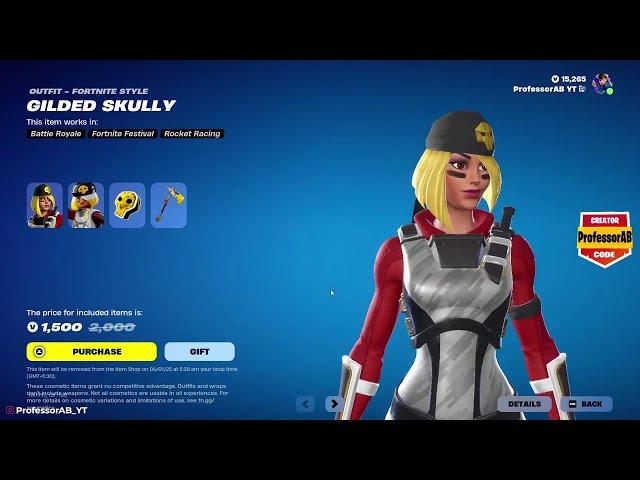 New Gilded Skully Skin In Fortnite Item Shop Today