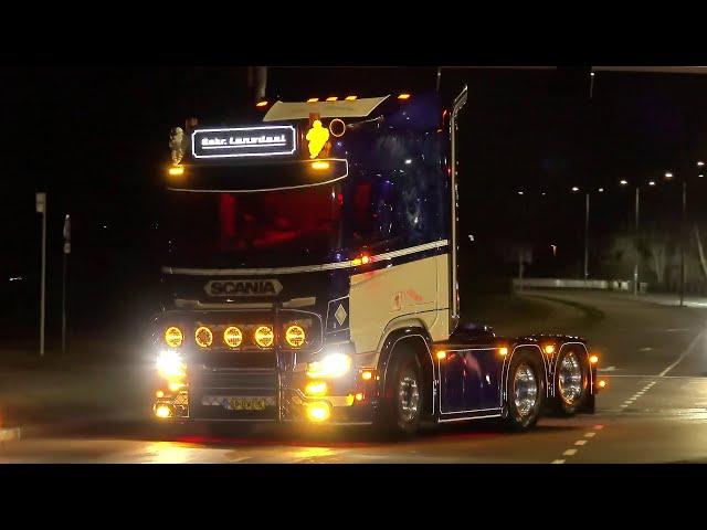 Mega Trucks Festival 2024 with Scania V8 open pipes sound and beautiful Trucks by Night