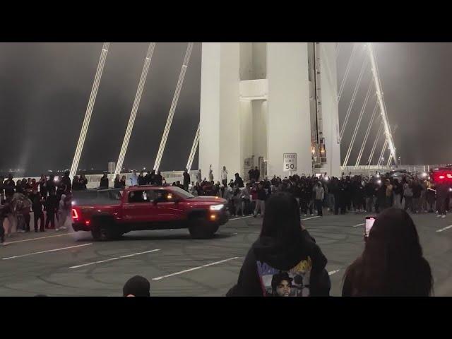 About 100 vehicles involved in overnight Bay Bridge sideshow