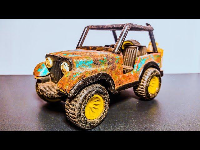 RESTORATION of a VINTAGE JEEP toy model. Rust destroyed it completely