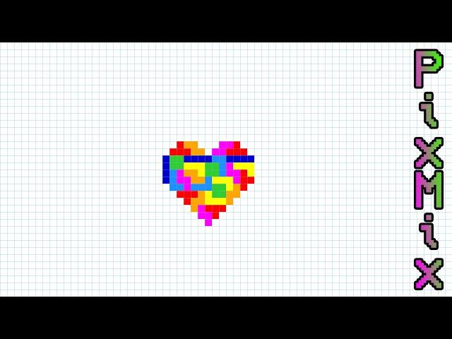 Рисуем по клеточкам сердце фигурками тетриса. Draw a heart with tetris figures on the cells.