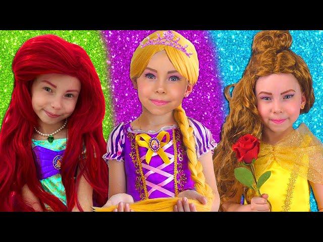 Alice Pretend Play as Disney Princesses - the bedtime stories for kids