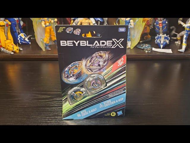 Beyblade X Bite Croc 3-60LF & Sting Unicorn 4-60P Unboxing & Review + Battles! #beybladex #beyblade