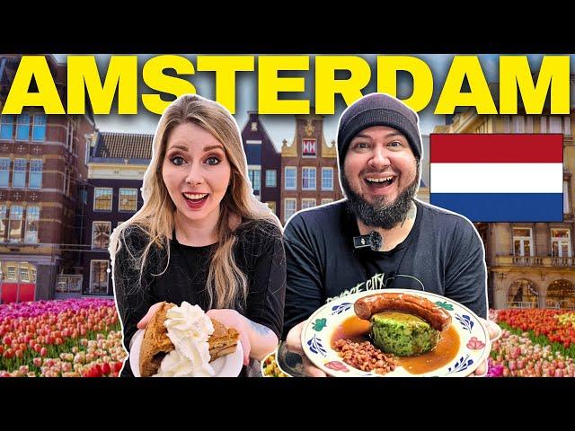 24 Hours in INCREDIBLE AMSTERDAM  - Trying traditional DUTCH FOOD in the NETHERLANDS