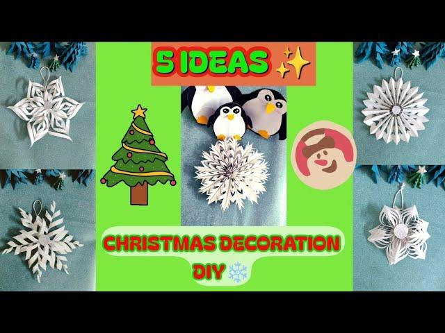 5 IDEAS  || CHRISTMAS DECORATION DIY ️ PAPER SNOWFLAKES ️