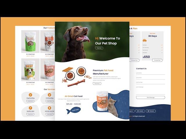 Create A Responsive Pet Service Shop Website Design Template Using HTML CSS / SASS & JavaScript