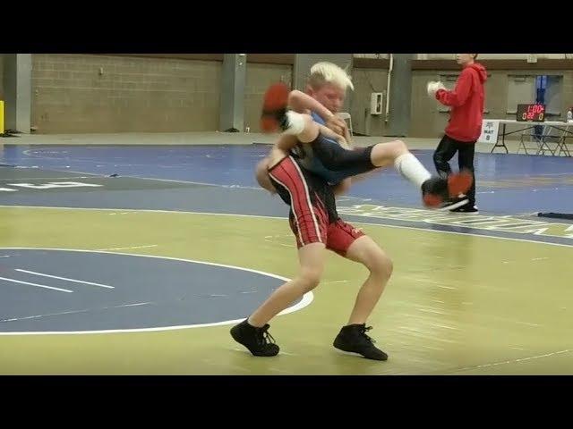 Kid Body Slams During Wrestling Match